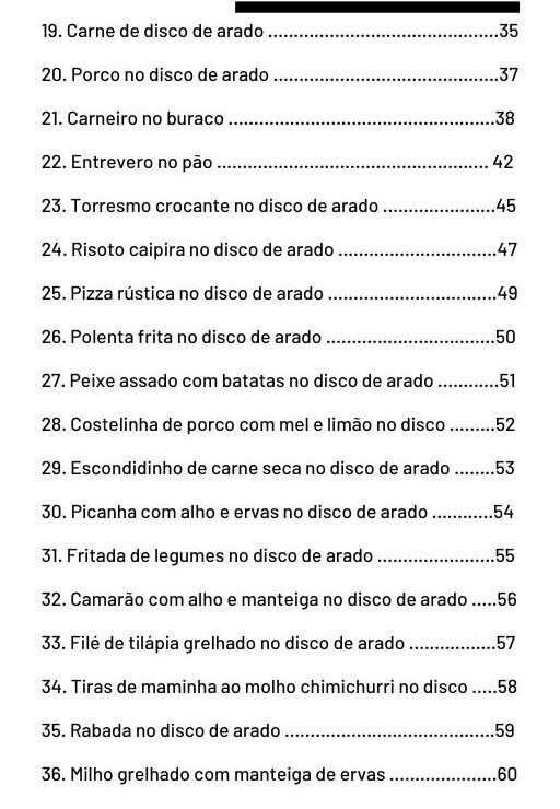 Preparação para variar as receitas no disco de arado