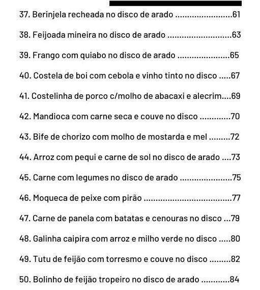 Preparação para variar as receitas no disco de arado